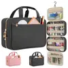 Bolsa de maquillaje de viaje grande plegable impermeable multi-compartimento personalizada para mujer con gancho para colgar, neceser impermeable