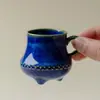Taza de Té Pequeña de Tres Patas Azul Esmaltado Original Ino Kaiso, Exquisita Taza de Cata Hecha a Mano, Set de Té Kung Fu de Lujo Ligero, Taza de Maestro
