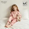 2026 Nuevos Pijamas de Seda para Niños Verano 100% Seda de Morera Amigable con la Piel Suave Fino Estilo Conjunto de Ropa para el Hogar para Niños y Niñas