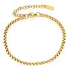 Europeo y Americano Transfronterizo Más Vendido Simple Acero Inoxidable Oro 18K Cadena de Perlas Cuadrada de 3 mm Acero de Titanio Pulsera Versátil Joyería al por Mayor para Mujeres