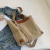 Bolsa de Mão de Lona Estilo Japonês Vintage Feminina 2024 Nova Grande Capacidade Casual Bolsa de Ombro para o Dia a Dia Bolsa Tote de Axila