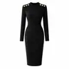 Vestido de punto acanalado de cuello alto para mujer, minivestido acanalado de manga larga ajustado, vestido bodycon