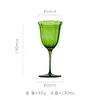 Taça de Vinho Verde Retrô, Vidro de Cristal com Bordas Florais, Taça de Champanhe Pétala Criativa para Uso Doméstico, Copo de Sorvete
