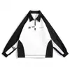 Moletom Masculino Retro Americano High Street Gola Polo Primavera e Outono 2025 Nova Marca Tendência Design de Nicho Par