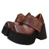 Zapatos de Cuero Genuino para Aumentar la Altura, Zapatos de Suela Gruesa de 10 cm para Mujer, Estilo Retro Original, Nuevo Modelo Otoño e Invierno, Zapatos de Plataforma Cuadrados Únicos para Todas las Estaciones