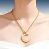 Ins Colar Personalizado de Luxo de Nicho com Pingente de Lua de Texto Unissex Novo Colar de Aço Inoxidável Lua