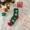 Calcetines de coral para mujer de otoño e invierno, de importación, calcetines hasta la mitad de la pantorrilla, calcetines navideños engrosados y forrados de polar, calcetines para el suelo del hogar, calcetines festivos