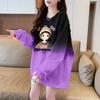 Hermosa Sudadera Delgada con Gradiente de Color Dopamina para Mujer, Top Fresco y Elegante de Dibujos Animados de Longitud Media que Cubre los Glúteos