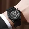 Reloj de Pulsera Deportivo de Cuarzo Cronógrafo de Lujo para Hombre, Resistente al Agua con Correa de Silicona, Elegante Reloj Multicolor para el Uso Diario