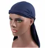 DURAG Nuevo Sombrero de Cinta Liso de Seda de Leche Sombrero Pirata de Cola Larga Punta Elástica Sombrero de Capa Personalizable