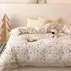 Funda de edredón de gasa de doble capa de algodón 100% ultra suave para dormir sin ropa, grado A para maternidad e infantil, pieza única de funda de edredón de algodón puro 150x200x230 Estampado floral pequeño