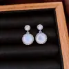 Pendientes Redondos de Resina con Zirconia y Aguja de Plata, Diseño de Estilo Vintage, Pendientes Versátiles, Pendientes Únicos y de Nicho para Mujeres