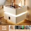 Mesa de cabeceira inteligente Luz Luxo High-end Madeira maciça 2024 com luz Novo quarto Bloqueio Pequeno Gabinete Simples Moderno