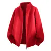 Cárdigan de Punto con Cuello Alto y Cremallera para Hombre Otoño Invierno Grueso Doble Cremallera Abrigo Suéter Textura de Sarga Holgada Ropa de Abrigo