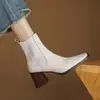 Botines Chelsea de moda estilo coreano con tacón grueso para mujer, nueva colección 2026, botas elásticas retro de tacón alto con punta cuadrada para primavera y otoño