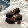 Zapatos de Tacón Alto Verdes Estilo Retro Francés para Mujer, Aumento de Altura de 8 cm, Nuevo Estilo Primavera 2026, Zapatos Mary Jane de Tacón Grueso