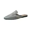 2025 Nueva Ropa Exterior Estilo Chino Zapatos Mula Retro Bordados Estilo Chino Verano Primavera Tacón Grueso Punta Cerrada Medias Zapatillas de Casa para Mujer