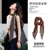 Lenço de Seda Marrom com Bolinhas para Mulheres, Estilo Fino Primavera/Verão, Novo Modelo 2026, Toque de Luxo, Acessório de Pescoço, Fita Longa e Fina