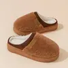 Pantuflas de felpa de algodón para mujer, nuevo estilo otoño/invierno 2026, para uso en interiores en casa, antideslizantes, forradas de felpa y cálidas, también disponibles para hombre