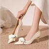 Zapatos de Tacón Alto Modernos y Versátiles para Mujer Primavera y Verano 2025 Nuevo Estilo Estilo Francés Estilo Suave Stiletto Flor Zapatos de Boda