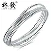 Pulsera de Plata de Ley S990 Cinco Anillos Círculo Fino Más Suave Pulsera de Plata de Ley Moda Femenina Pulsera de Plata Regalo de Cumpleaños para Novia
