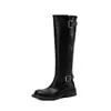 Botas de caballero de pierna ancha, talla grande para mujer, 40 cm de ancho, tacón medio grueso 2026, punta redonda, piel genuina, pierna ancha, caña alta, botas largas