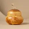 Bote de té de cerámica vintage hecho a mano en torno de alfarero, accesorio vacío para juego de té casero estilo chino, recipiente sellado a prueba de humedad