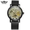 T-Winner/Victor 8005 Reloj Mecánico Hueco de Moda para Hombre Casual Moderno Correa de Malla Reloj Mecánico Hueco