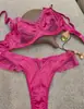 Conjunto de Sujetador de Encaje Satinado Retro Francés de Lujo Ligero con Bloques de Color, Sexy, con Copa Fina, Transparente, para Busto Grande, Reductor