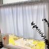 Cortina Curta de Tecido Branco Fresco Bordado Estilo Francês Cortina Flutuante Cortina de Proteção para Armário Cortina de Porta Divisória Cortina Curta Transfronteiriça