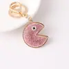 Pendente de Chaveiro de Bolsa de Casal Pac-Man Incrustado com Diamantes de Liga de Zinco Fofo Transfronteiriço Europeu e Americano Chaveiro Desenho Animado Pequeno Presente Venda por Atacado