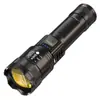 Linterna LED de Alta Potencia Táctica Zoomable Antorcha Recargable por USB Foco de Mano con Haz de Enfoque Ajustable Alcance Largo 100-200m Luz de Emergencia para Exteriores Negro