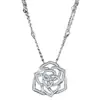 Collar de Camelia de Plata de Ley S925 con Diseño de Rosa Hueca, Doble Cadena, Moissanita, Lujo Ligero, Elegante Collar de Moissanita de Gama Alta