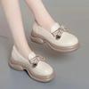 Mocasines planos de trabajo para uso diario, de piel suave, ligeros y sencillos, con punta redonda y suela blanda, estilo británico, con suela gruesa.