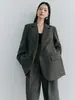 Blazer casual de designer outono novo feminino 2026, corte solto, lã fina cardada, um botão
