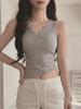 Camisola de encaje con escote en V para primavera y verano, diseño con dobladillo curvo, prenda exterior, tirantes anchos, interior a juego 86084