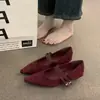 Sapatos femininos de bico fino, estilo retrô francês, sem cadarço, modelo 2026, sapatos Mary Jane com aumento interno de altura e design de uma tira, adequados para o trajeto
