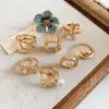 Flores que Florecen en las Yemas de los Dedos~Anillo de Perla Flor de Estrella Goteo de Aceite, Anillo de Dedo Índice de Moda Estilo Europeo y Americano con un Diseño Único