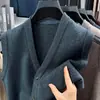 Chaleco de Punto Jacquard con Bolsillo de Cuello en V de Moda para Hombre, Chaleco de Negocios Casual de Gama Alta para Hombres de Mediana Edad y Mayores