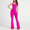 Macacão de Yoga Micro-flare Vazado Slim-fit Costas Bonitas Sem Marcas Alta Elasticidade Gola Redonda Traje Fitness Traje Esportivo Justo