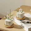 Adornos de Vidrio Zibo Flor de la Mañana Maceta Artificial Planta Vidrio Ramo Pequeño Flor Eterna Decoración de Mesa de Entrada Regalo