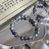 Pulseira Cruz Contas Cinza Feminina Europeia e Americana Retrô Envelhecida Pulseira Masculina Moderna Cool Personalizada Casal Presente