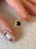 Anillo Ovalado Azul Zafiro de Alta Imitación para Mujer Chapado en Oro de 18k Estilo Antiguo Medio Moda Exquisita Lujo Ligero Anillo de Zirconia