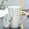 Taza Cerámica Taza con Tapa Cuchara Hogar Oficina Pareja Taza de Té Taza para Beber Taza de Café Puede Imprimir Logo Patrón