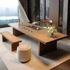 Juego de Mesa y Sillas de Té, Una Mesa y Cinco Sillas, Mesa de Té Grande de Madera Maciza para Recepción de Oficina, Lujo Ligero, Sensación Moderna y de Alta Gama