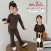 Nueva colección de primavera y otoño: conjunto elegante y moderno de dos piezas con mangas largas para niñas, con un diseño de inspiración coreana, estampado de leopardo y un look chic y a la moda
