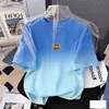 Camiseta de Manga Corta con Degradado para Niñas, Nuevo Estilo de Verano, Tops Estampados para Niños Mayores, Estilo Coreano, Holgada, Elegante y Transpirable