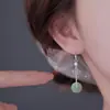 Aretes de Nudo Chino de Jade Hetian Vintage con Borla Larga de Perla Aretes Guofeng Xiuhe Cierre de Seguridad Gancho para la Oreja Mujer