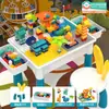 Mesa de Bloques de Construcción para Niños Juguete de Ensamblaje Partículas Grandes Mesa de Juego Multifuncional Rompecabezas de 3 a 6 Años Educación Temprana para Bebés
