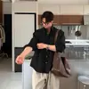 Camisa de Manga Larga de Algodón y Lino Nueva para Primavera y Otoño para Hombre Cuello de Solapa Estilo Casual Perezoso Color Sólido Camisa Sensación de Camisa Chaqueta Guapo Travieso